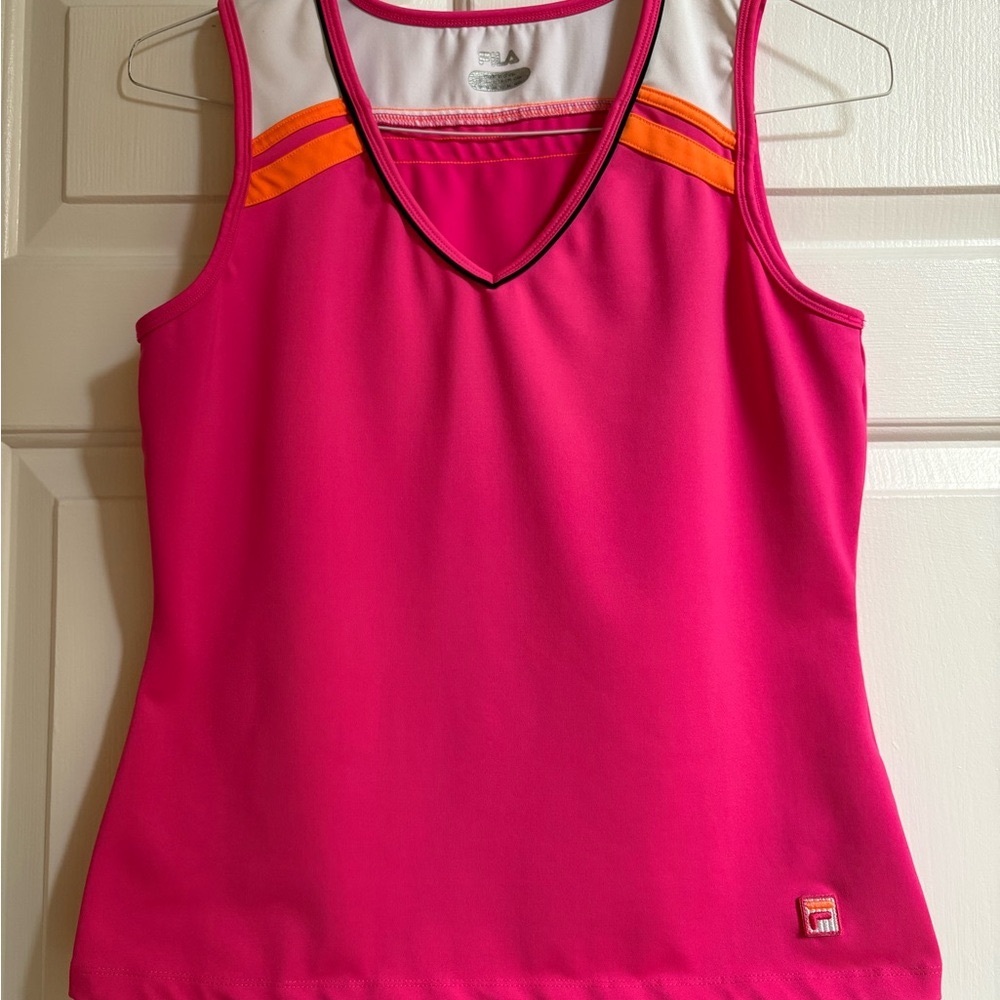 Fila Women's Vibrant Pink Tank Top with Orange Accents